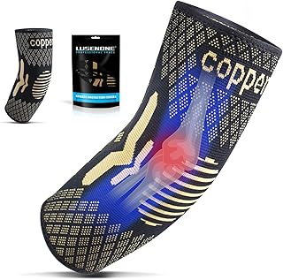Copper Elbow Brace for Tendonitis and Tennis Elbow, Elbow Compression Sleeve for Men/Women, Elbow Sleeve Support for Arthr...