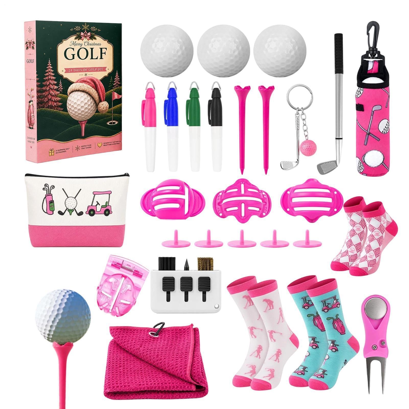 Calendrier de l'Avent Golf Coffret Cadeaux de Golf Balles Tees Marqueurs