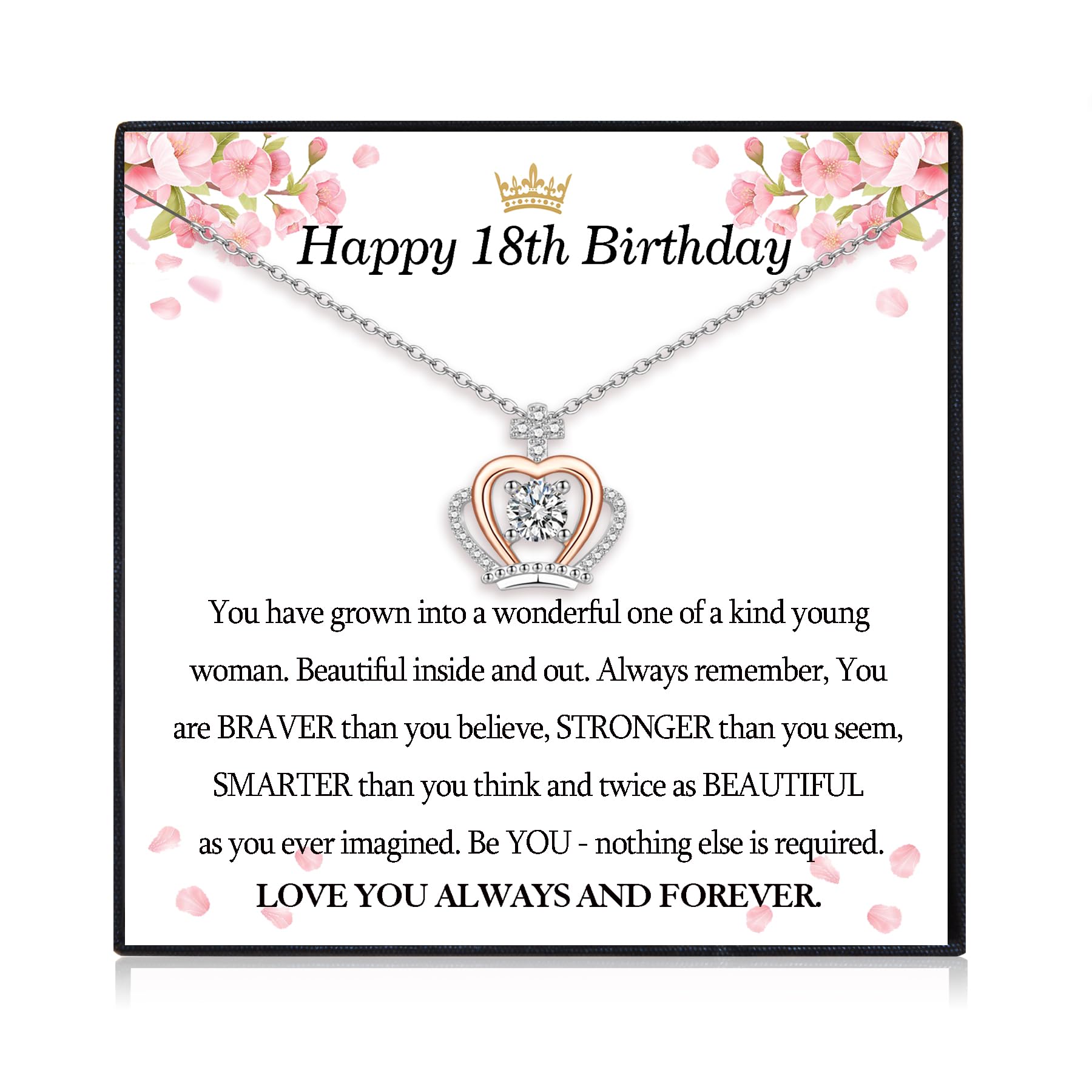 EPIRORA12th- 21st Birthday Gifts for Girls, 12th/ 13th/ 14th/ 15th/ 16th/ 17th/ 18th/ 19th/ 20th/ 21st Birthday Jewellery Presents for Daughter Granddaughter Niece Friend, 18" Dainty Cubic Zirconia Crown Pendant Necklace for Teen Girls Women