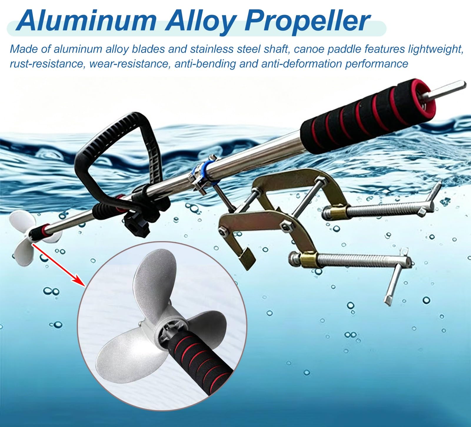 Motor Fueraborda Hélice Orientable de Aleación Aluminio Accionada Por Taladro | Propulsor Eléctrico Portátil Accionado Por Taladro, Motor Arrastre Pequeñas Embarcaciones(With Clamp,L100cm(39 3/8"))