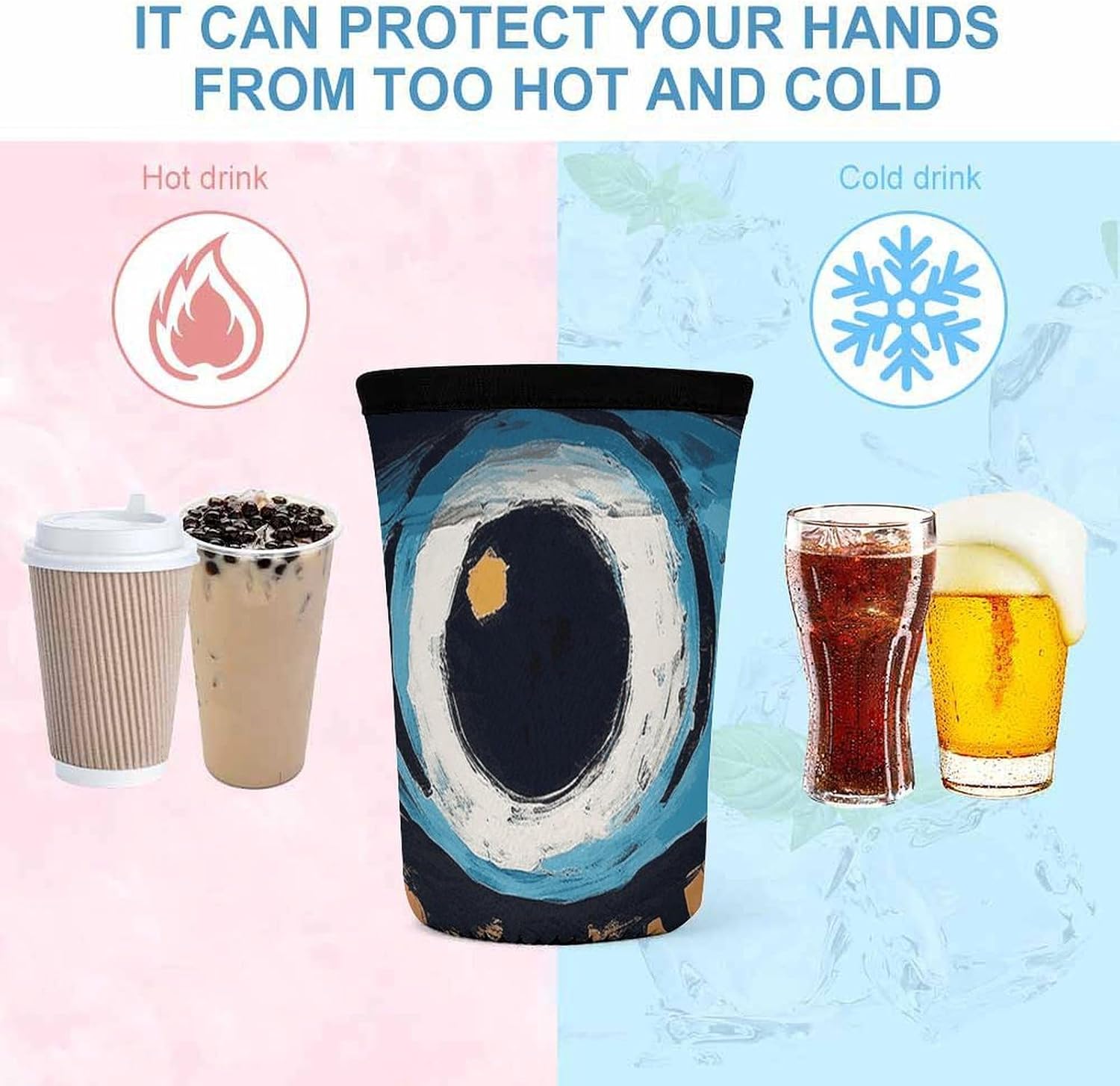 3 Pack Neoprene Cup Sleeves, Stretchy Reusable Drink Cup Cover Universal