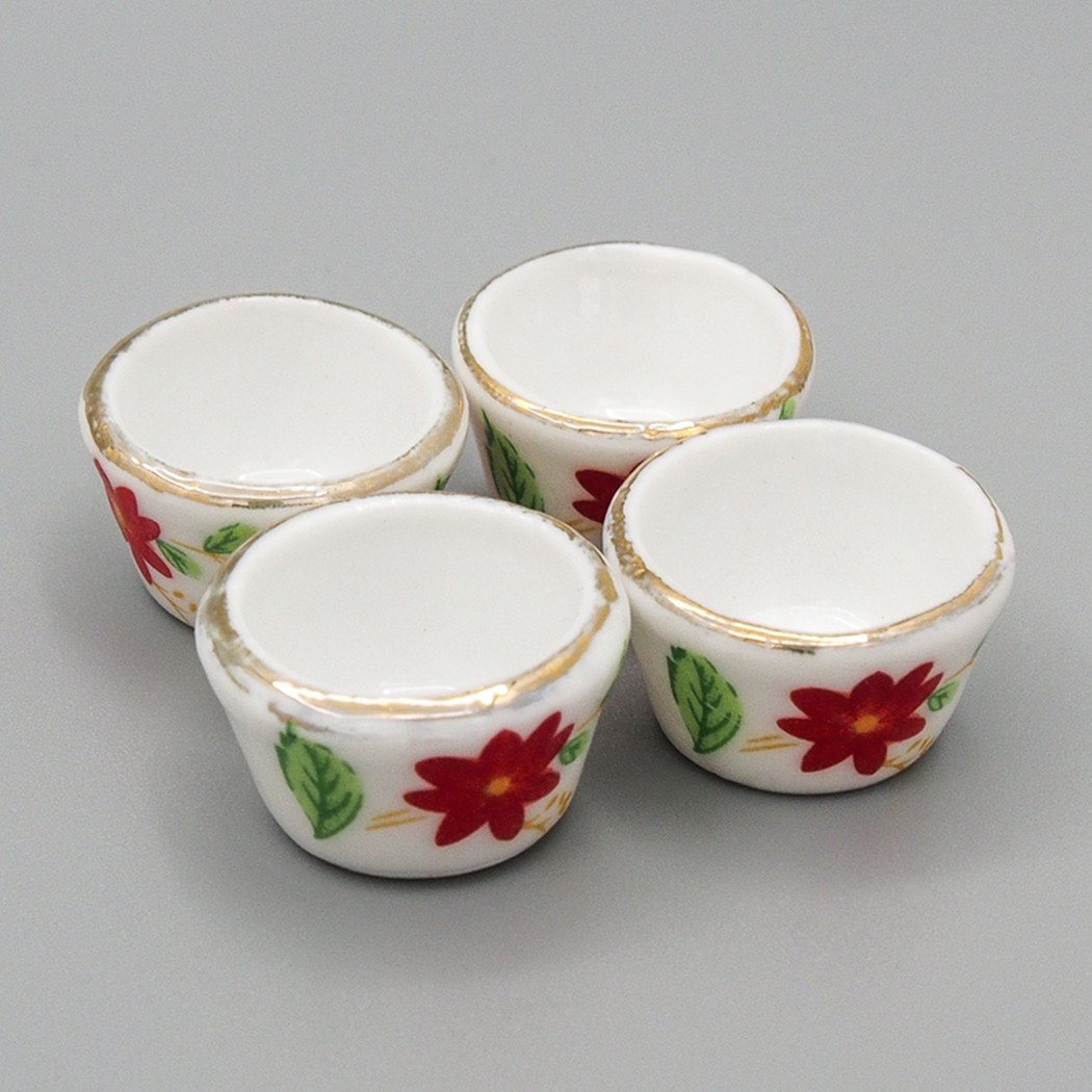 Odoria 1/12 Miniature Bowls 4Pcs Dollhouse Decoration Accessories