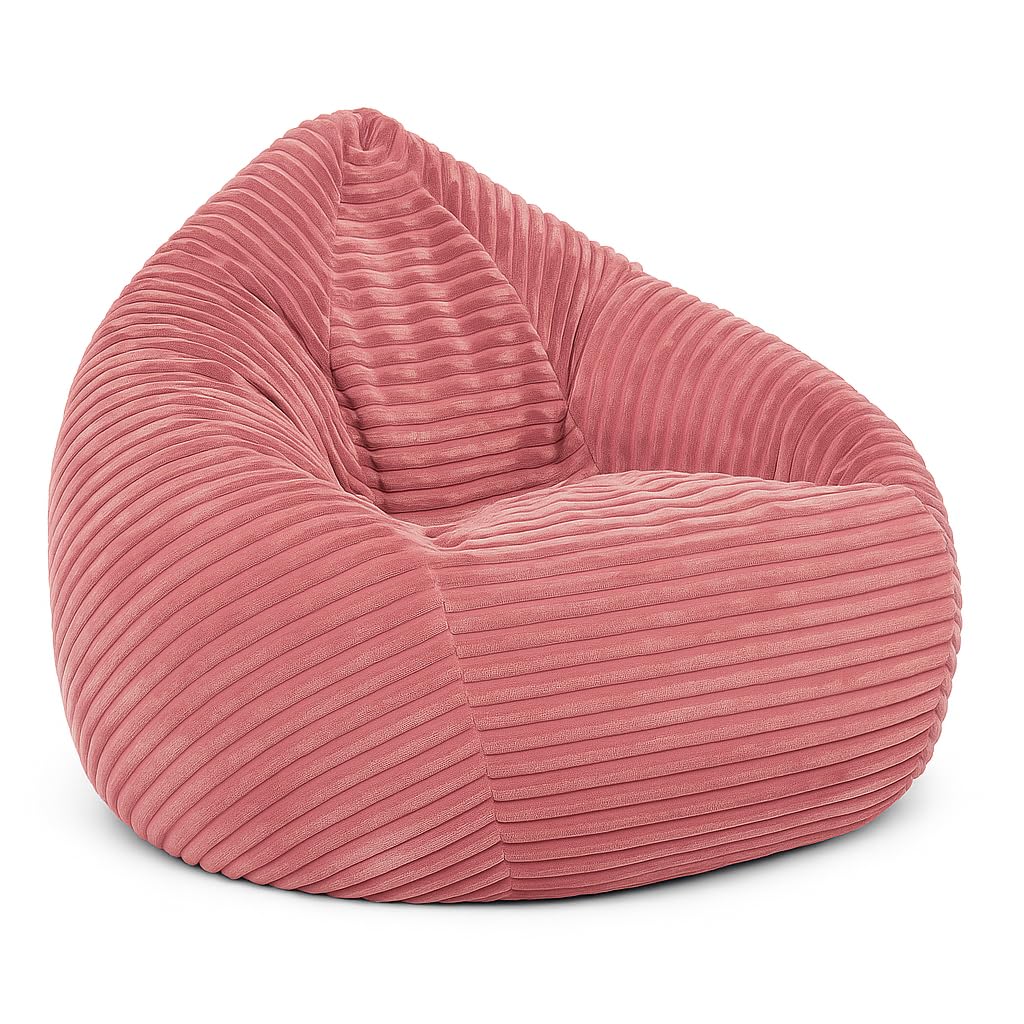 PATCH HOME Cordino Drop Sitzsack aus Breitcord – Bodensitzsack mit EPS-Füllung – Bequemer Lounge-Sessel für Erwachsene & Kinder – 3 Größen – Stylischer Cord Sitzsack mit Reißverschluss (Rosa, XL)