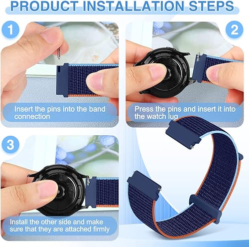 Miniatura 4 de Relting Correa de nailon de liberación rápida de 0.630 in, 0.709 in, 0.787 in, 0.866 in, compatible con Samsung Galaxy Watch 3 de 1.772 inGalaxy