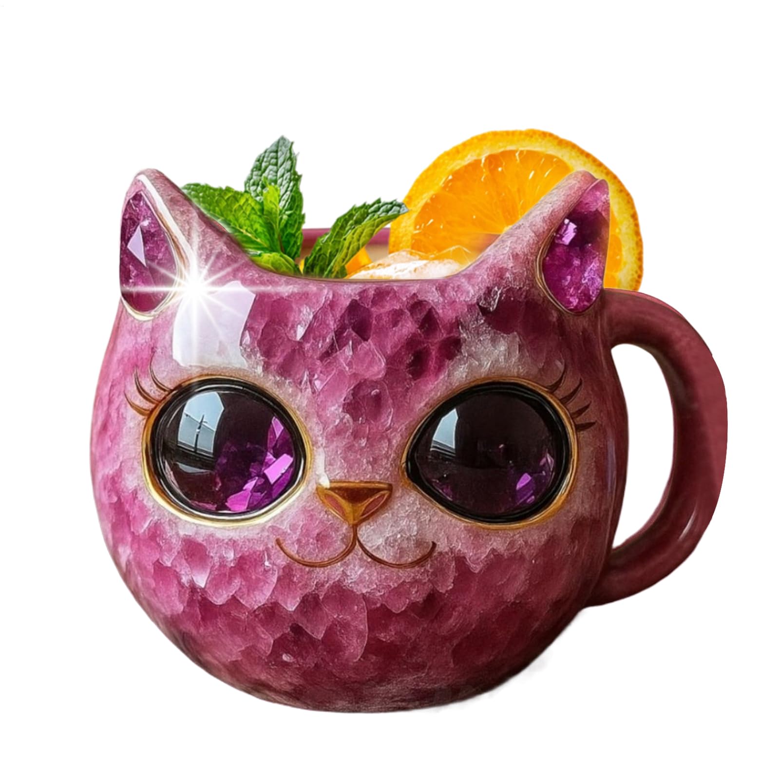 Mineral Crystal Coffee Cup - Cat Shape Hot Chocolate Container | Kitchen Milk Cups - for Juice Beer Milk Study Dining Room Teachers Students Office Restaurant Kitchen Side Table Hotel Collectors