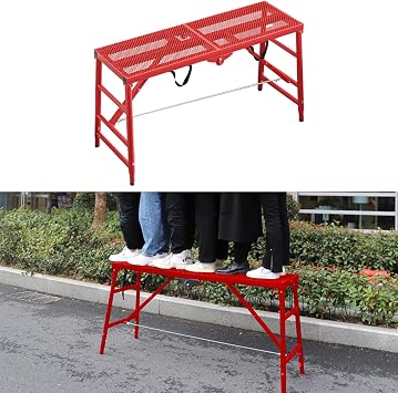 Scaffolding Heavy Duty Scaffolding Equipment with Non-Slip Feet, Multipurpose Scaffold Plank Tower Ladder, Folding Scaffolding Bench Load Capacity 550 LbsRed,Style 4