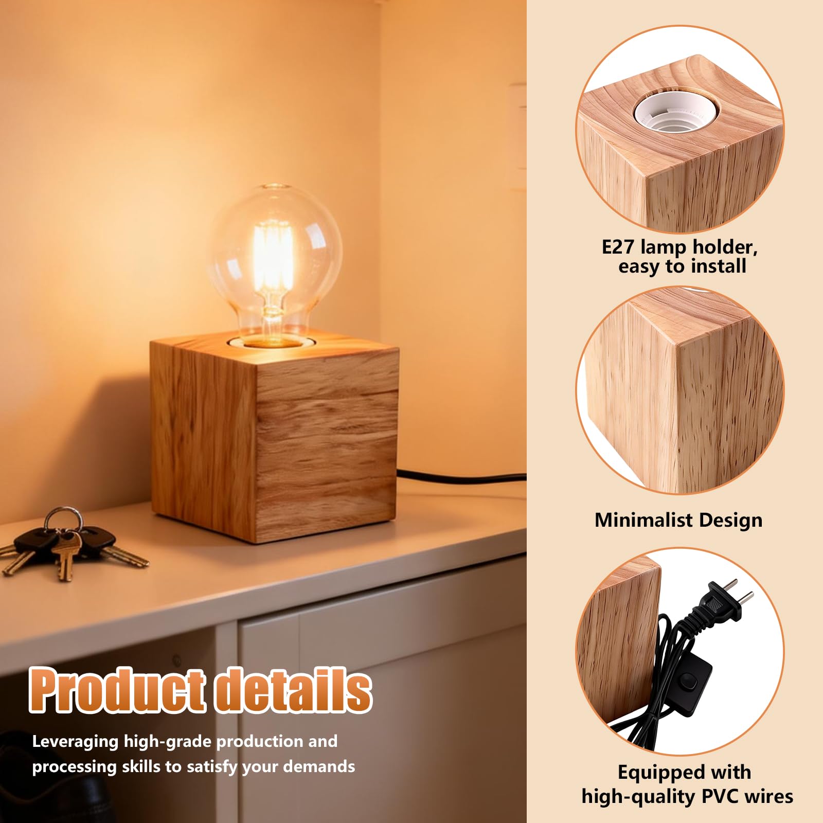 PRETYZOOM 2pezzi Base Per Lampada in Legno Supporto Rotondo Per Esposizione Base Lampada Da Tavolo Parti Supporto Realizzata in Legno Qualità Superiore Utilizzabile Per Studio Camera Da