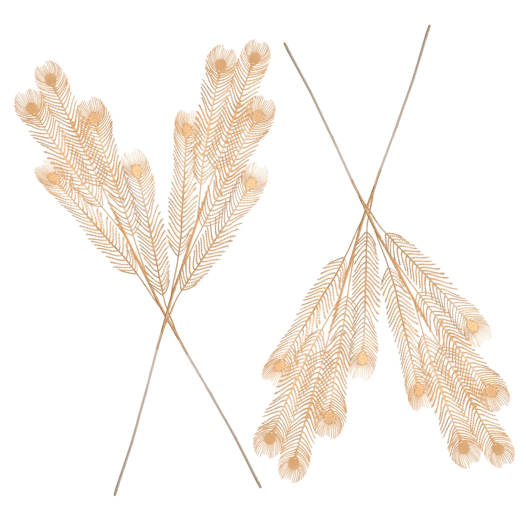 Cabilock 4Pcs Golden Simulation Leaf Picks for Wedding Decor Lifelike Artificial Branches for Indoor Table Vase Arrangements Decor Non Wilting Faux Plants