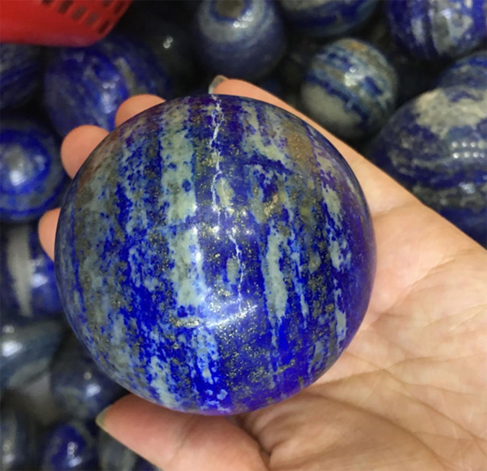 Bola de Cristal Decorativa con Soporte, Bola de Piedra de Lapislázuli Natural, Esfera de Piedras Preciosas Curativas, Adornos, Esfera de Energía de Meditación, Rocas Minerales,50mm