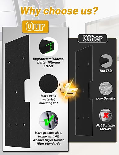 Miniatura 2 de Paquete de 6 piezas GE para lavadora y secadora, WH01X35719 Reemplazo de filtro de pelusa con cepillo de ventilación de secadora, filtro de pelusa