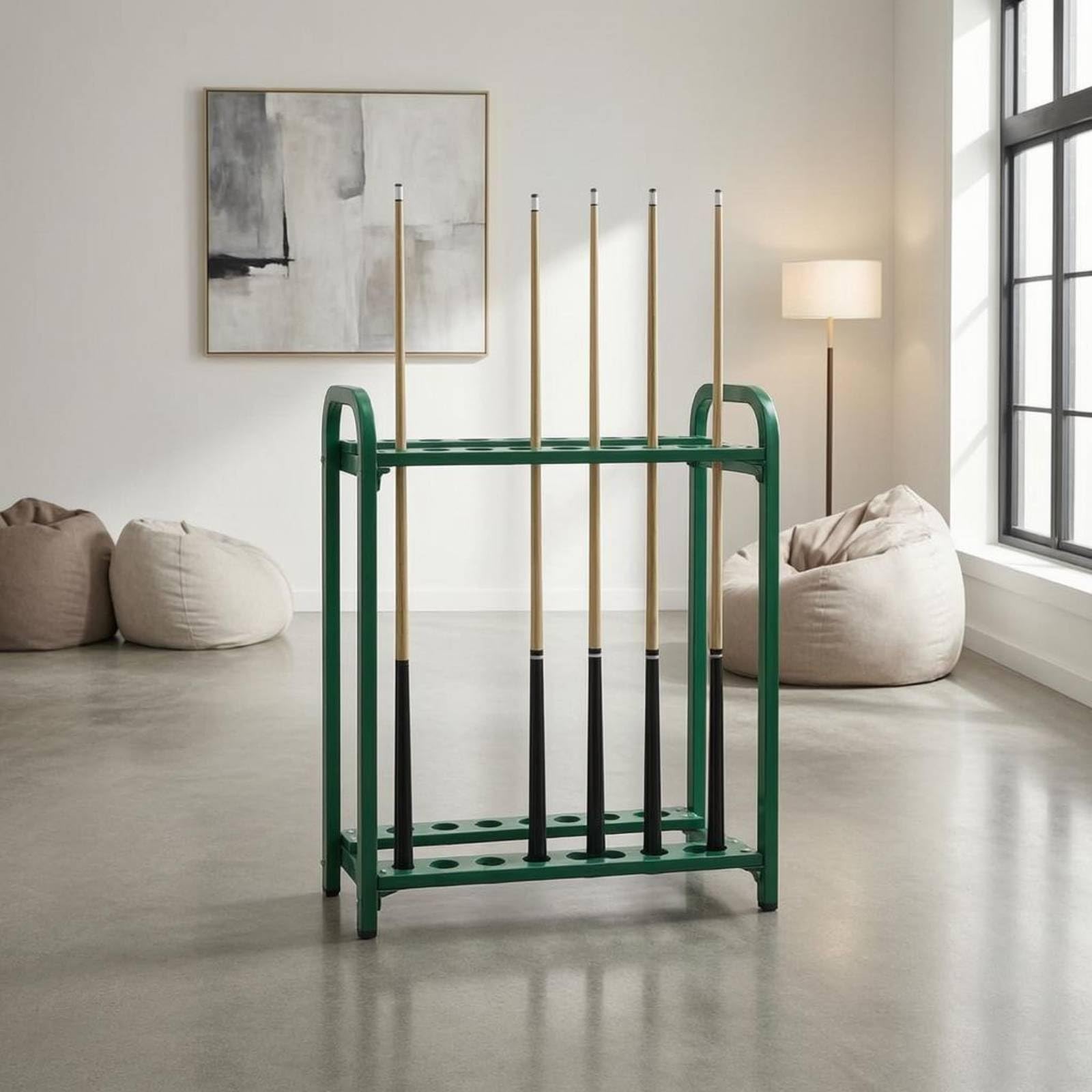 Soporte para Palos de Golf Organizador Estante Portapalos Porta Cañas Portacues Estructura Sólida de Acero y Dos Niveles Evita Desorden y Protege