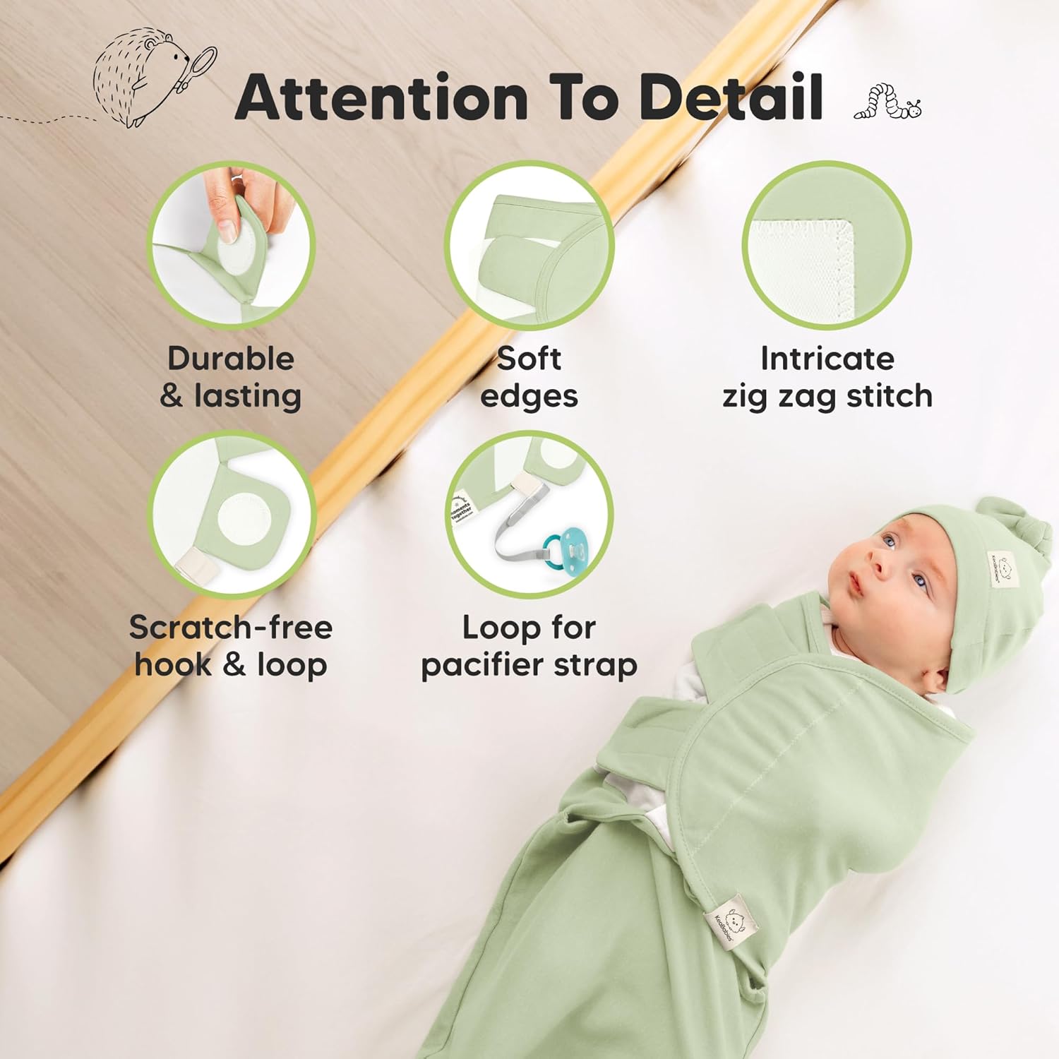 KeaBabies 3-Pack Organic Swaddles for Newborns Girls, Boys with Hats - Soft Cotton Baby Sleep Sacks 0-3 Months, Breathable Baby Hats and Swaddles 0-3 Months, Newborn Essentials Must Haves (Fleur) - Image 8