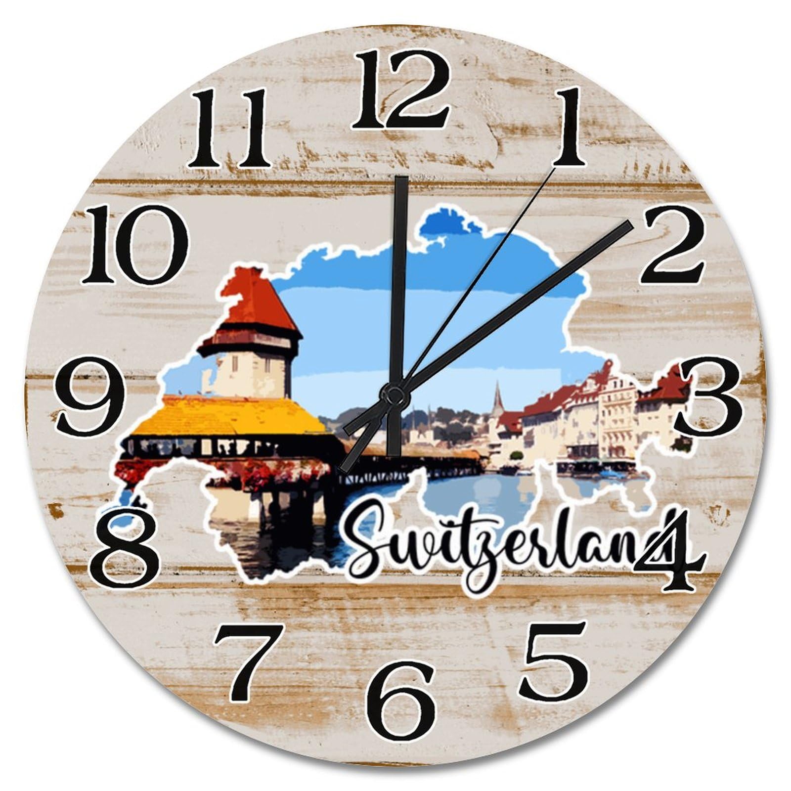 Horloge murale carte de la Suisse, le cadeau idéal pour décorer une maison