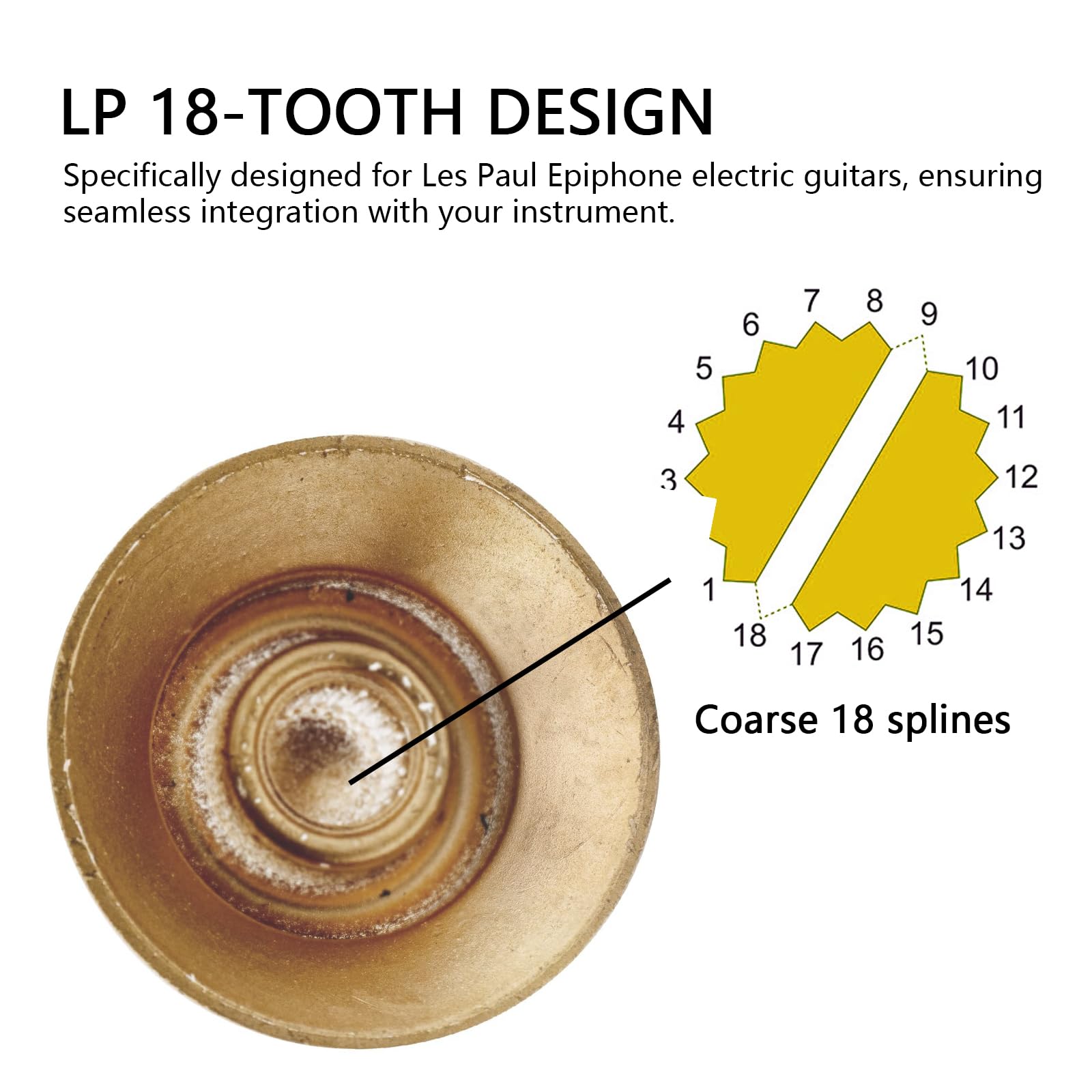 Musiin Electric Guitar LP Style Top Hat Volume Tone Control Knob Compatible with Les Paul Epiphone Parts Replacement 4 packs (Gold) - Image 4
