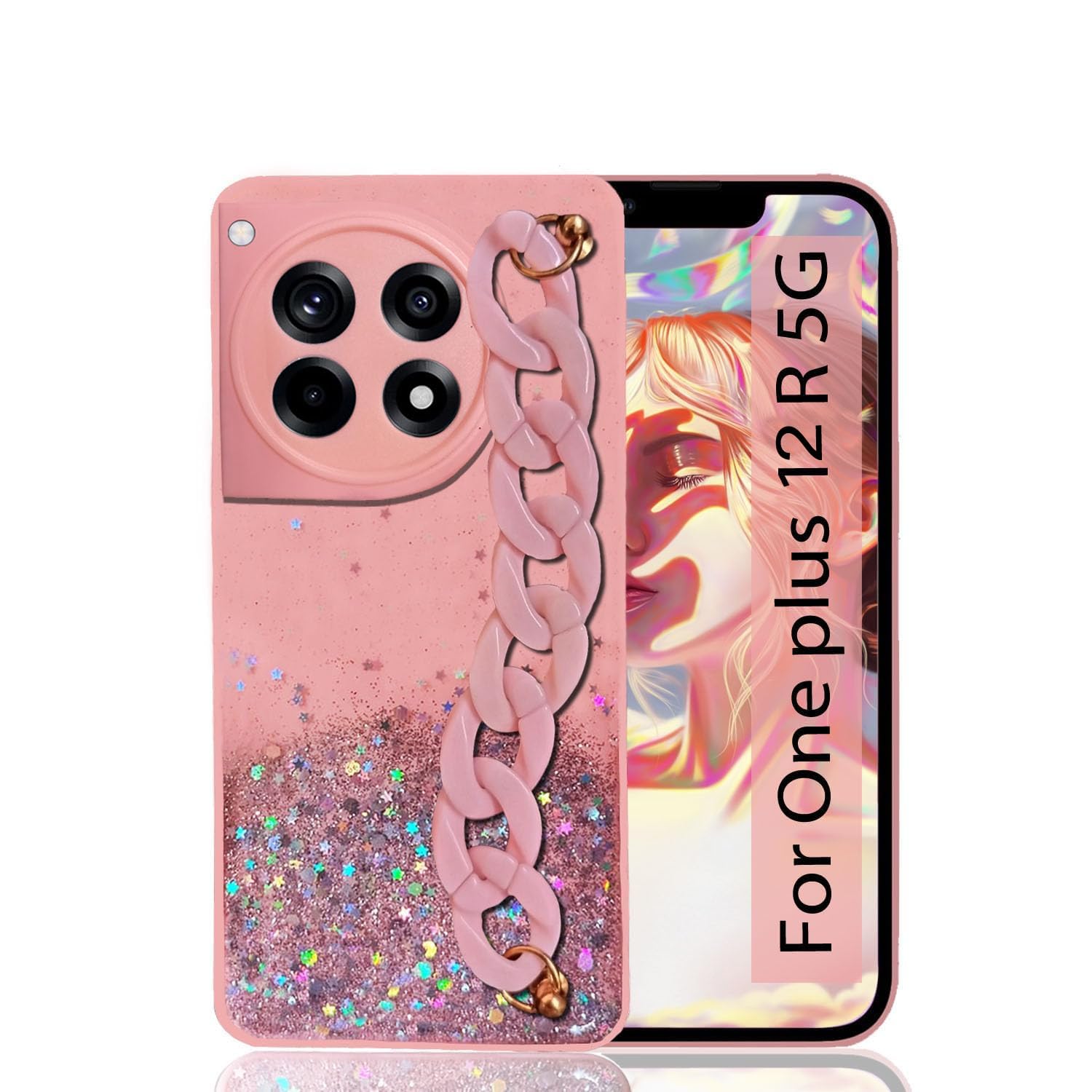KC Back Cover for Oneplus 12R 5G, Dry Fixed Non Movable Glitters Marble Chain Bracelet Chain Soft Silicone Case (Pink) (B0CZNM5TKM) Amazon Price History, Amazon Price Tracker