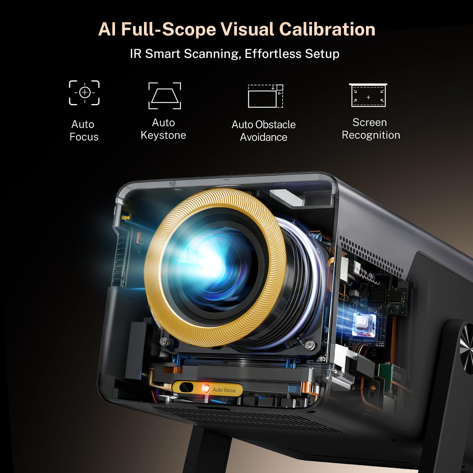 [2000 ANSI & 1080P Nativo] Proyector Inteligente X7 (Android 14), Soporte 8K/4K, Calibración Visual IA, Enfoque y Corrección Automática, WiFi 6, Bluetooth 5.4, Mando por Voz Air Mouse, Audio Hi-Res