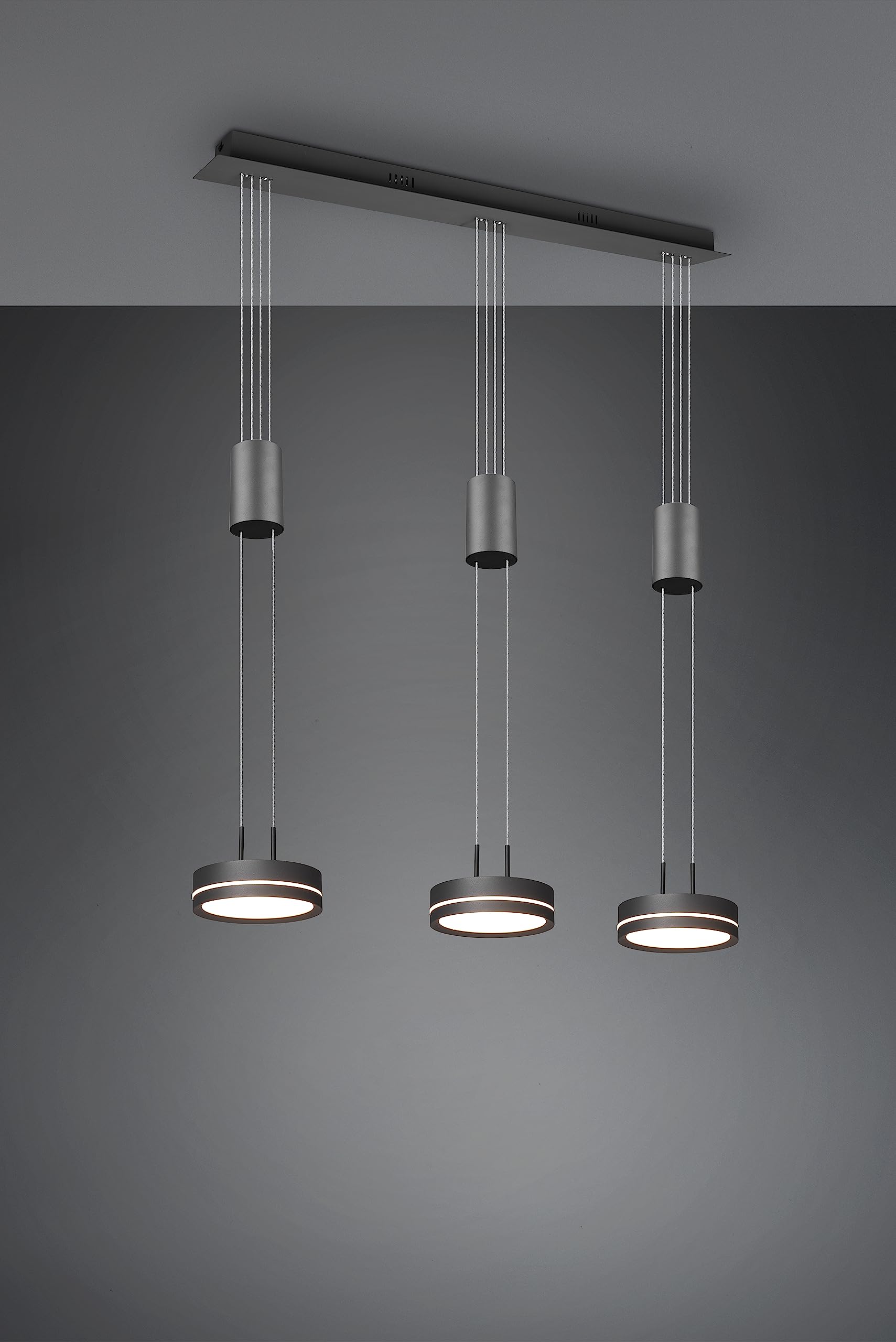 Trio Leuchten LED Pendelleuchte Franklin 326510342, Metall Anthrazit, inkl. 2x 9 Watt LED, Switch Dimmer