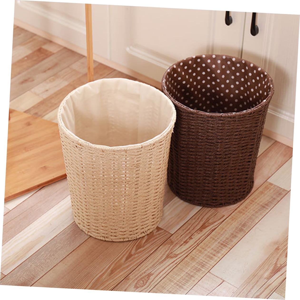 Geflochtener Mülleimer aus Rattan, Beige, Leicht und Stabil | Küchenkorb, Papierkorb für Zuhause, Schlichte Form, Wirtschaftlich und Praktisch Zufälliger Stil