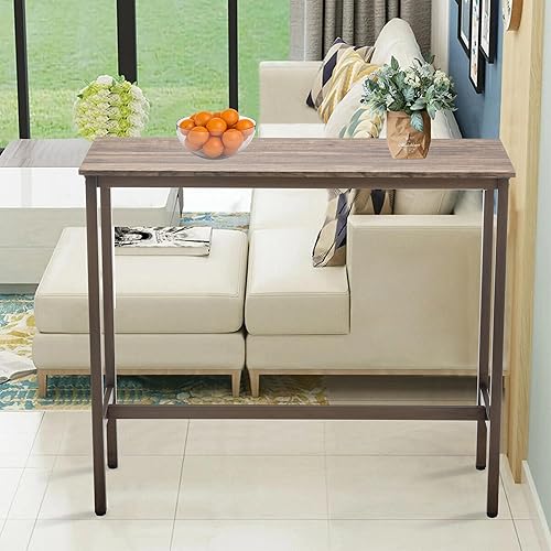 Miniatura 16 de Aklaus Mesa de bar de 40 pulgadas, mesa rectangular de altura de barra industrial con marco de metal dorado resistente, parte superior de mármol