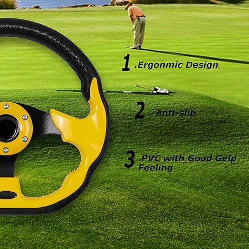 Miniatura 5 de Volante de carrito de golf con diseño ergonómico, ajuste universal para carrito de golf, club, coche, EZGO RXV y TXT, Yamaha, Precedent Tempo, DS