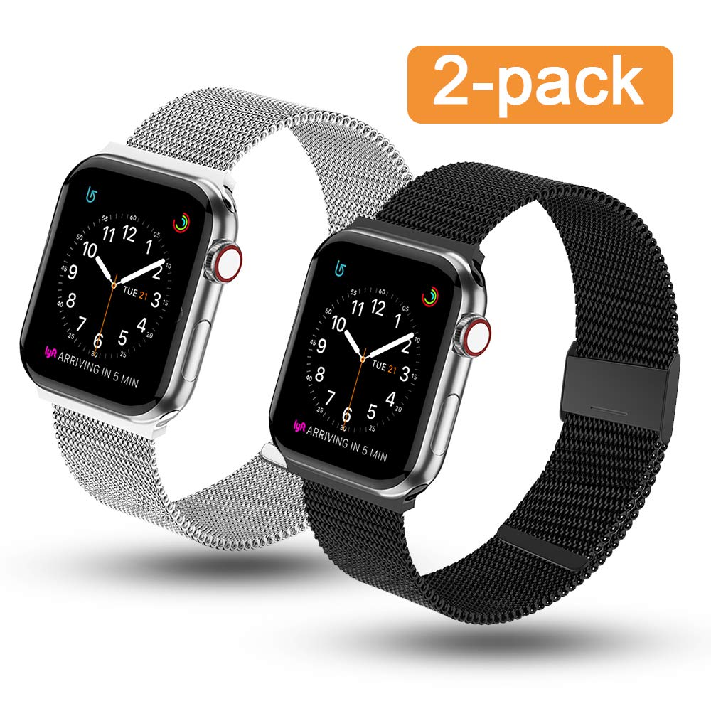 BELONGME Compatible with Apple Watch Band 38mm 40mm 42mm 44mm,Stainless Steel Mesh Loop for iWatch Bands Women Men Series 5 4 3 2 1