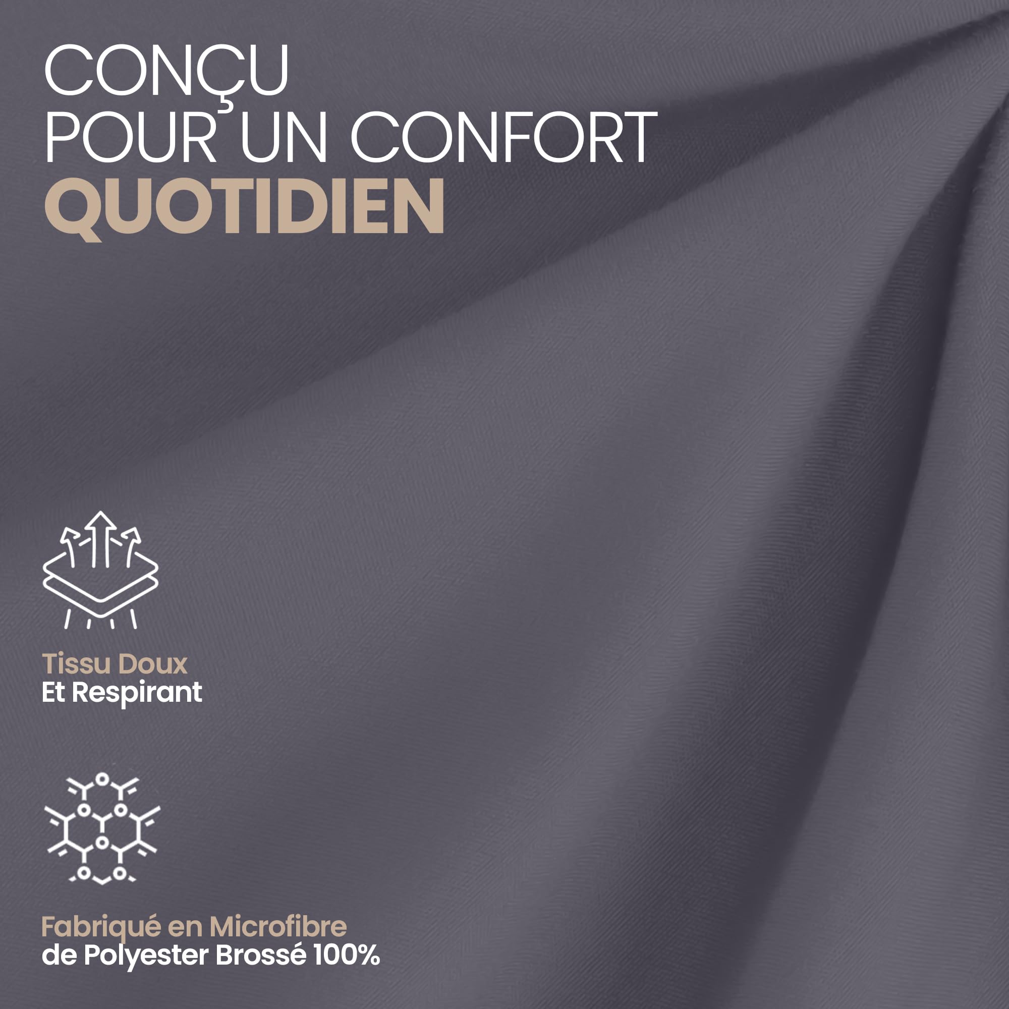 Utopia Bedding Drap Housse Lot de 2 160x200 cm Gris Microfibre brossée Oeko-Tex