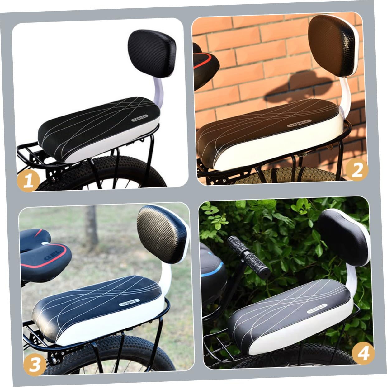Abaodam Seggiolino Posteriore per Bicicletta Resistente all’Usura Pedali e Schienale, Sedile Staccabile e Comodo per Bambini, Compatibile Portabici Standard per Uso Outdoor e Mountain Bike