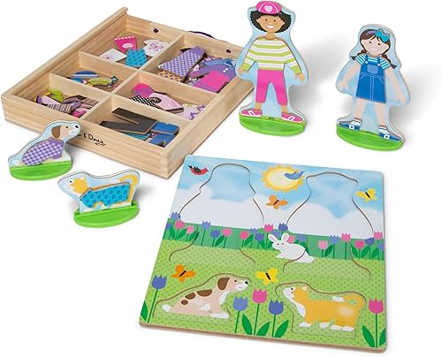 Melissa & Doug Best Friends - Juego de muñecas magnéticas de madera para disfrazarse (78 piezas)