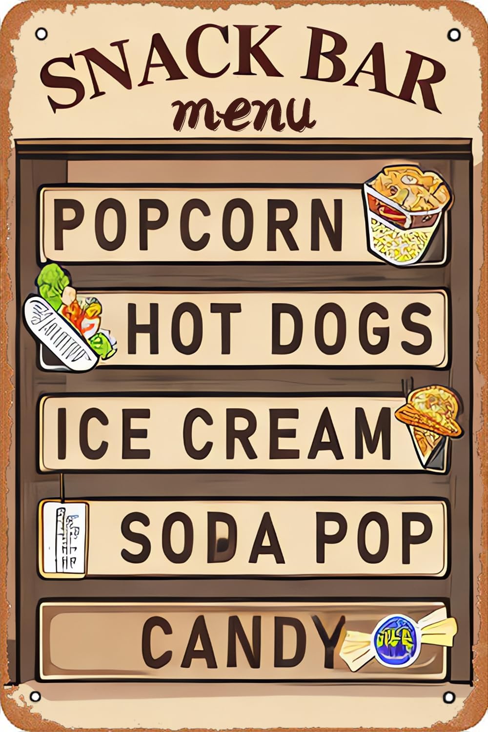 Vintage Metal Tin Signs Snack bar Menu Wall Decor Funny - Retro Sign for Home Living Room Bedroom Decor Gifts - 8x12 Inch