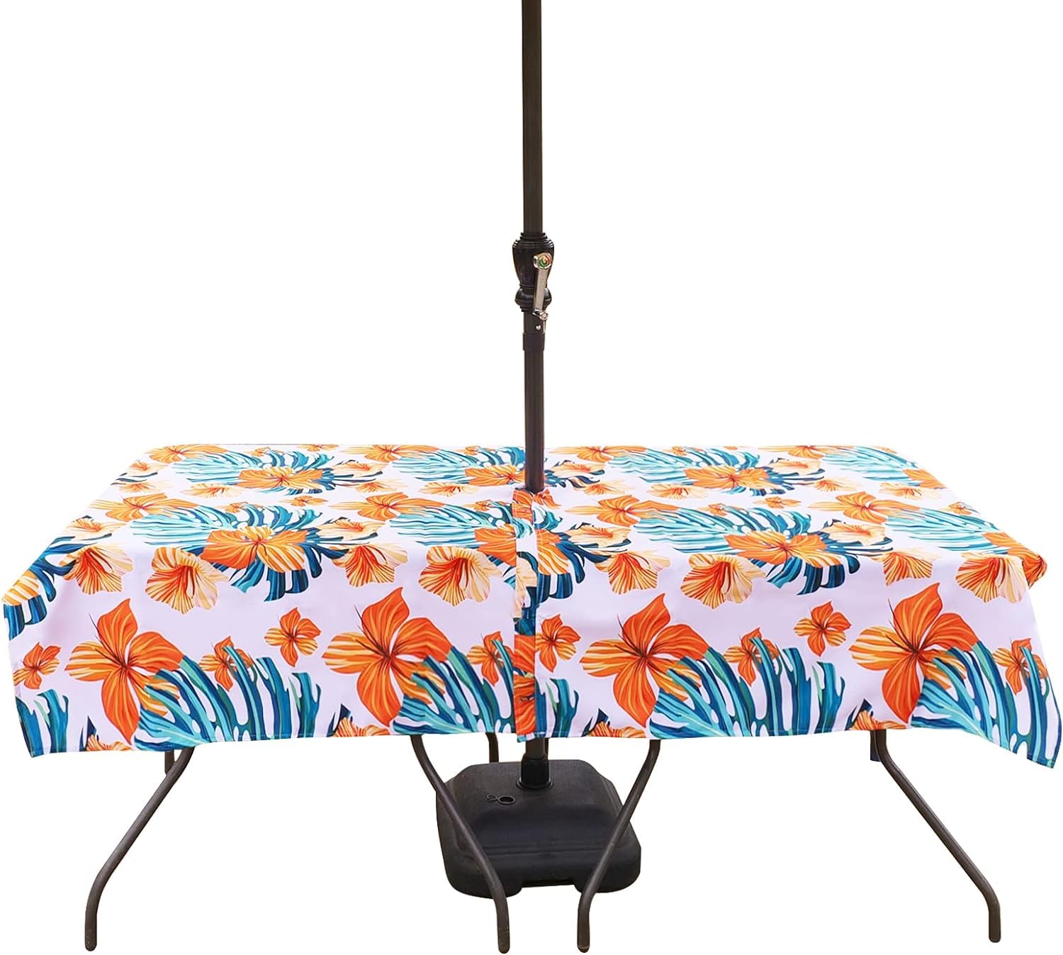 Eternal Beauty Rectangle Indoor & Outdoor Splashproof Tablecloth with Umbrella Hole and Zipper for Patio Garden Party and BBQ (152x231 cm,Zippered