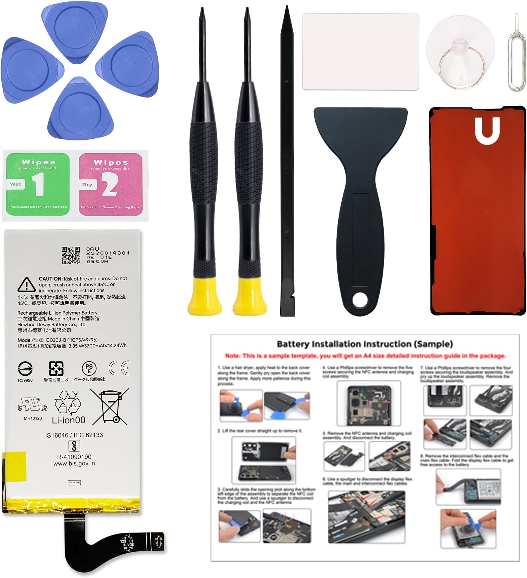 - Replacement Battery for Pixel 4 XL, New 0 Cycled Li-ion Battery G020J-B Compatible with Pixel 4 XL, with Instruction & Tools