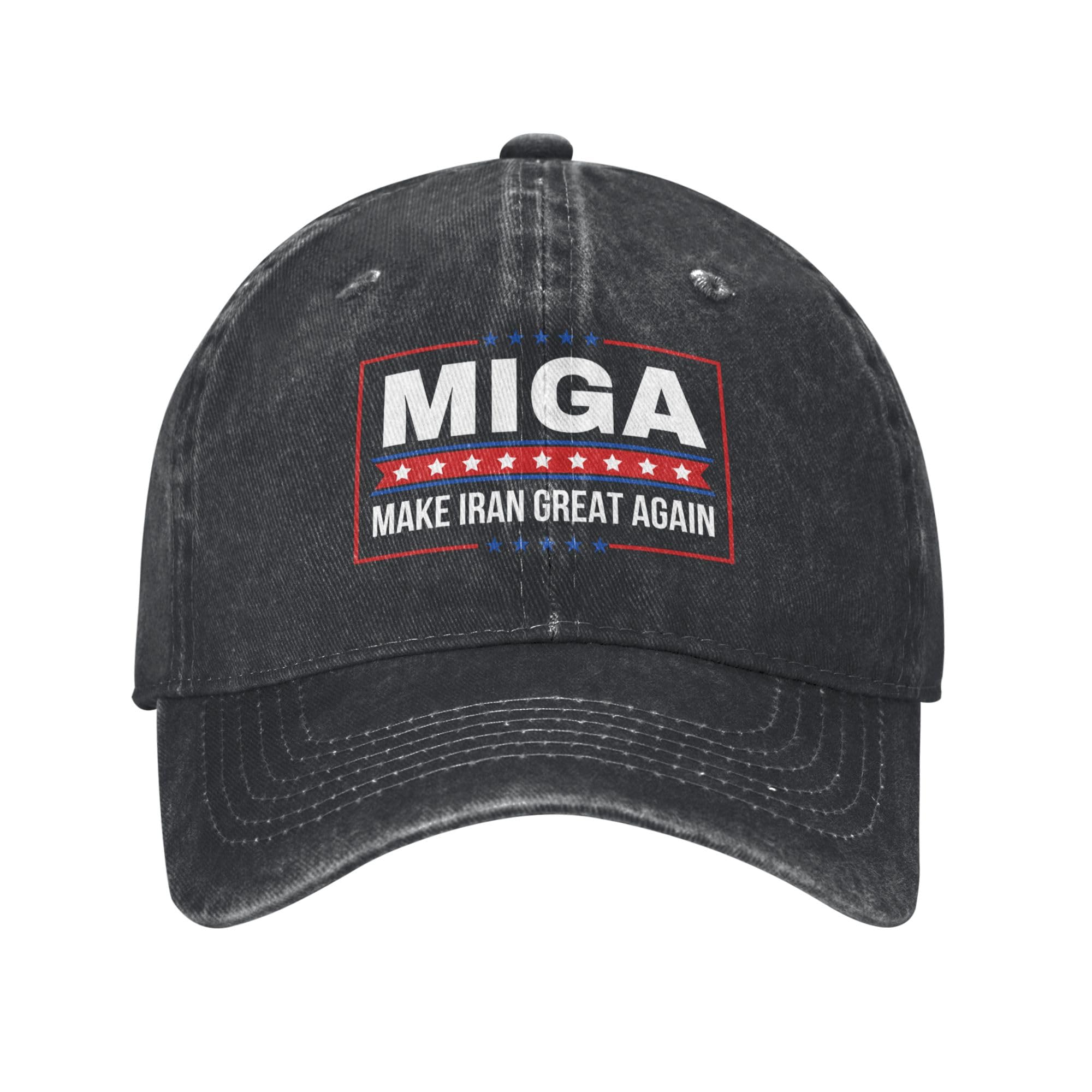 KWQDOZF Make Iran Great Again Hat Adjustable Cotton Baseball Cap Black