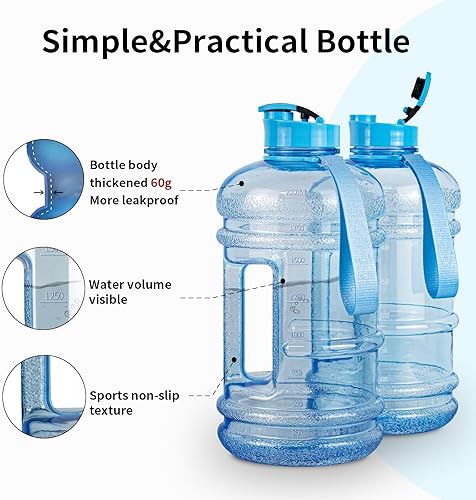 Miniatura 4 de TOOFEEL Botella de agua de gimnasio de 2.2 litros  100% a prueba de fugas, botella de agua deportiva grande de más de 74 onzas con volumen visible