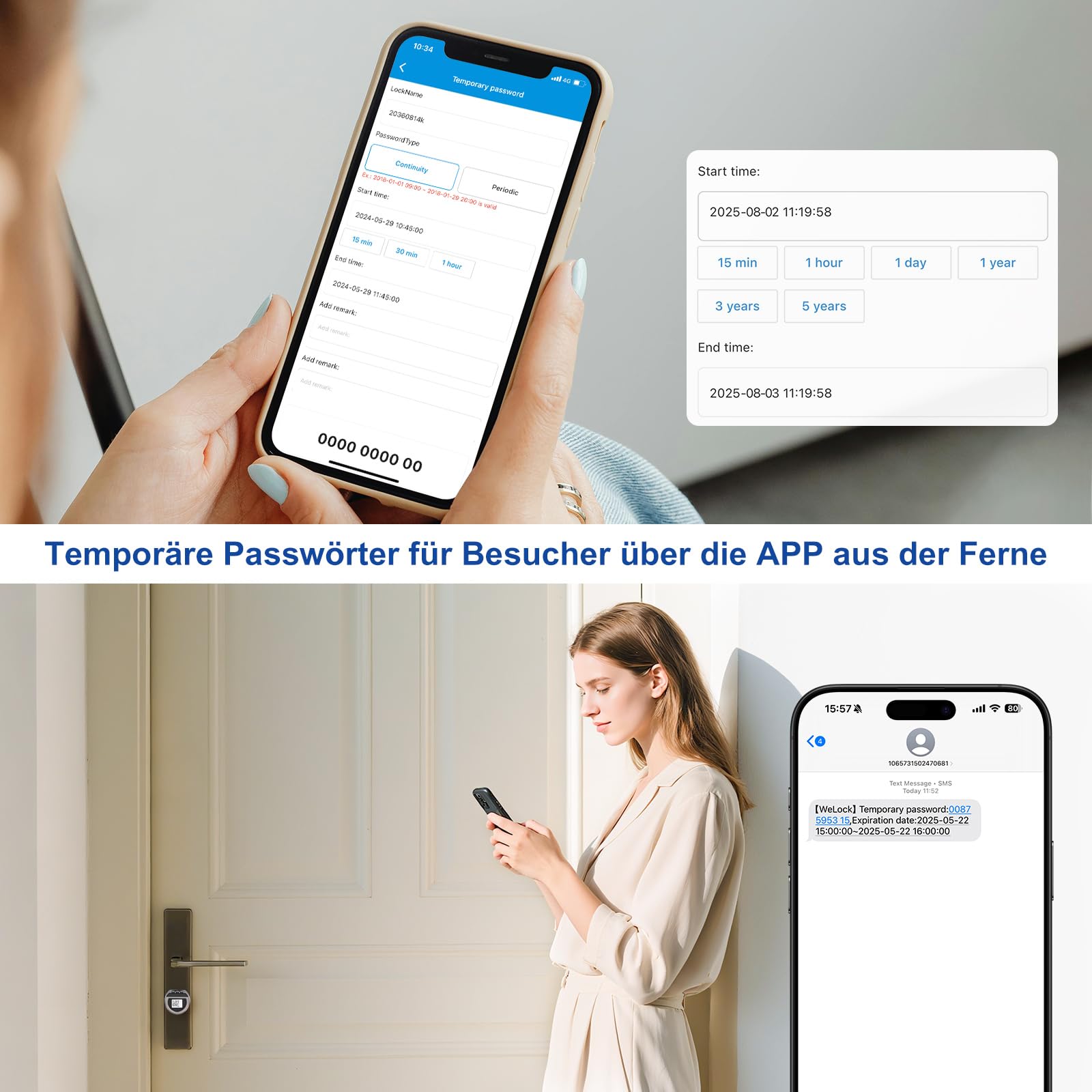 WELOCK U41 PRO Elektronisches Türschloss Fingerabdruck | mit Passwort,RFID Karte,APP und WiFi,Fingerabdruck Schloss Haustür,Schließzylinder für Türen von 50-100mm,Smart Lock