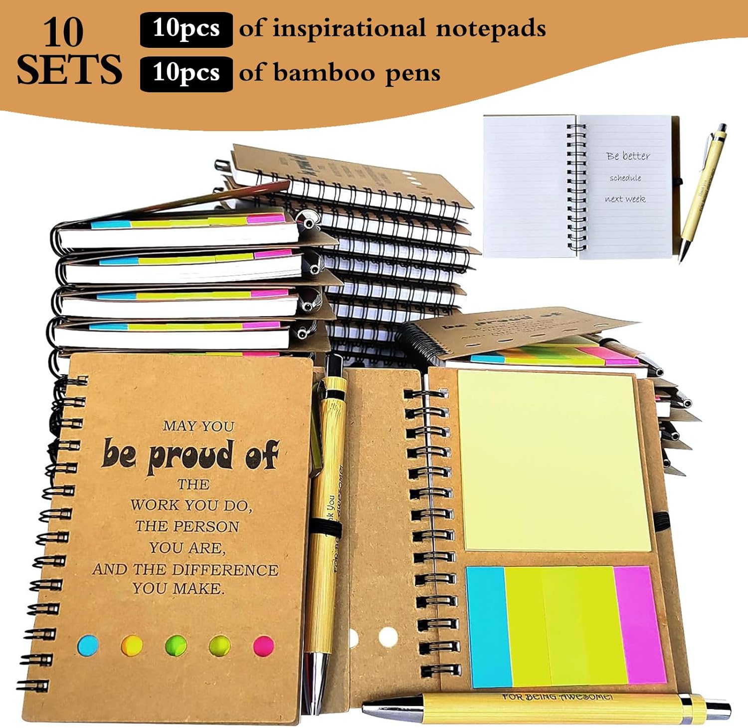 2026 Inspirational Spiral Notebook 10 Sets Portable Employee Appreciation Gifts Bulk Journals with Sticky Note Pen for Teachers Students Friends Colleagues Volunteer Nurse and Family Thank You Gifts - Image 7