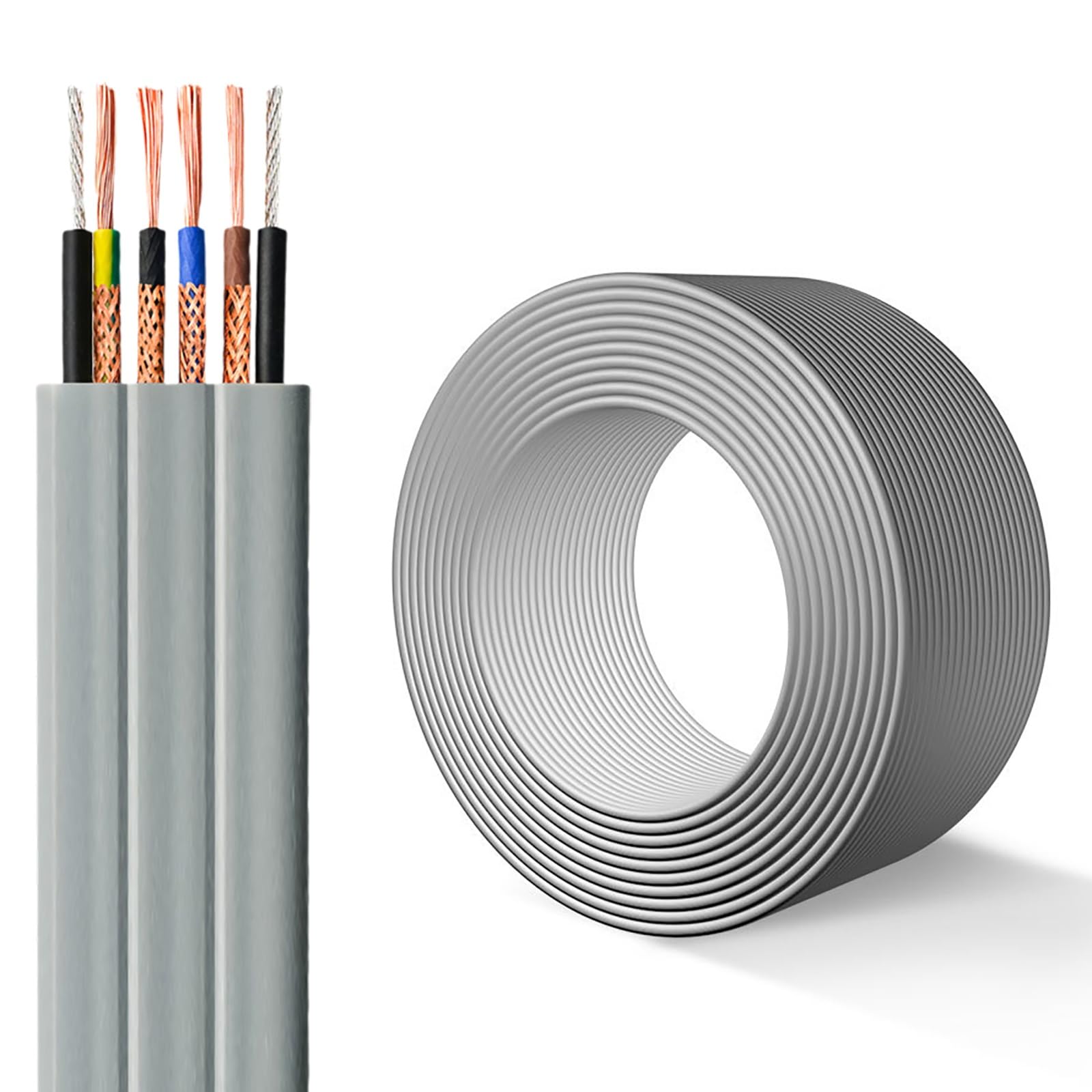 Câble Plat TVVBPG 4 Conducteurs Ascenseur Flexible Blindé 2.5mm2 30ft