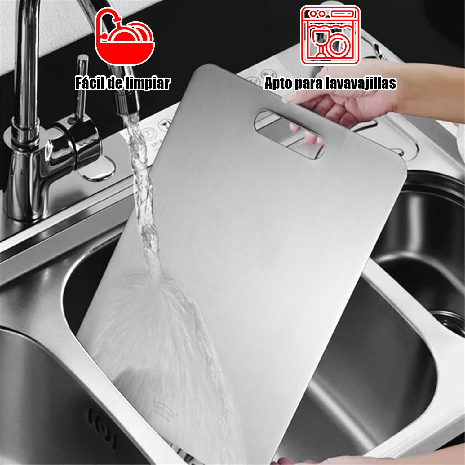 Tabla de cortar de acero inoxidable.34 * 23CM 304 tabla de cortar de acero inoxidable de doble cara, libre de BPA, antimicrobiano, duradero (34 * 23cm)