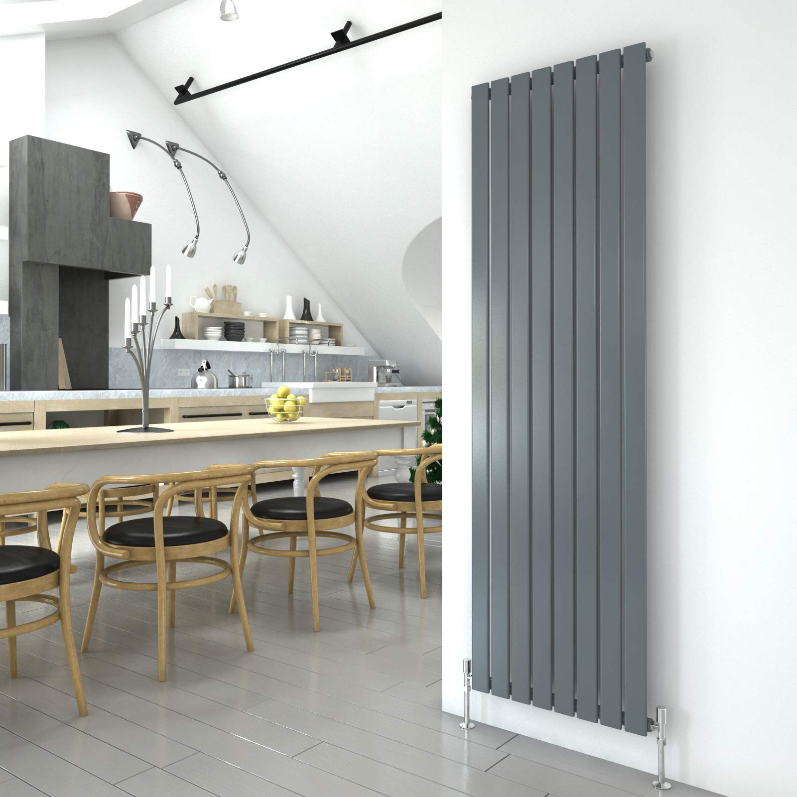 Byb Anthracite Vertical Radiator 1800X544mm Single Flat Panel Designer Radiator Interior Design
