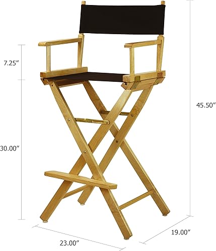 Miniatura 2 de Casual Home - Silla de director de 30 in, marco natural, con lona color negra, altura de barra