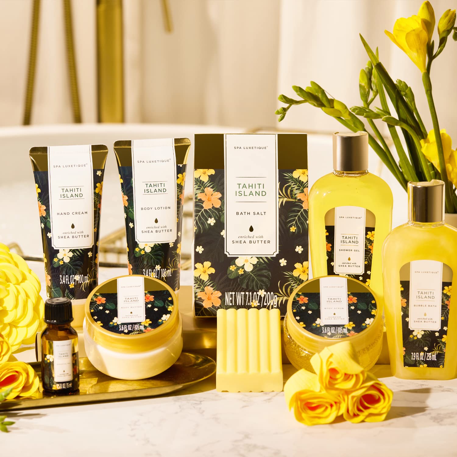 Spa Luxetique Geschenke für Frauen 12tlg Tahiti Insel Bade Geschenkset mit ätherischem Öl