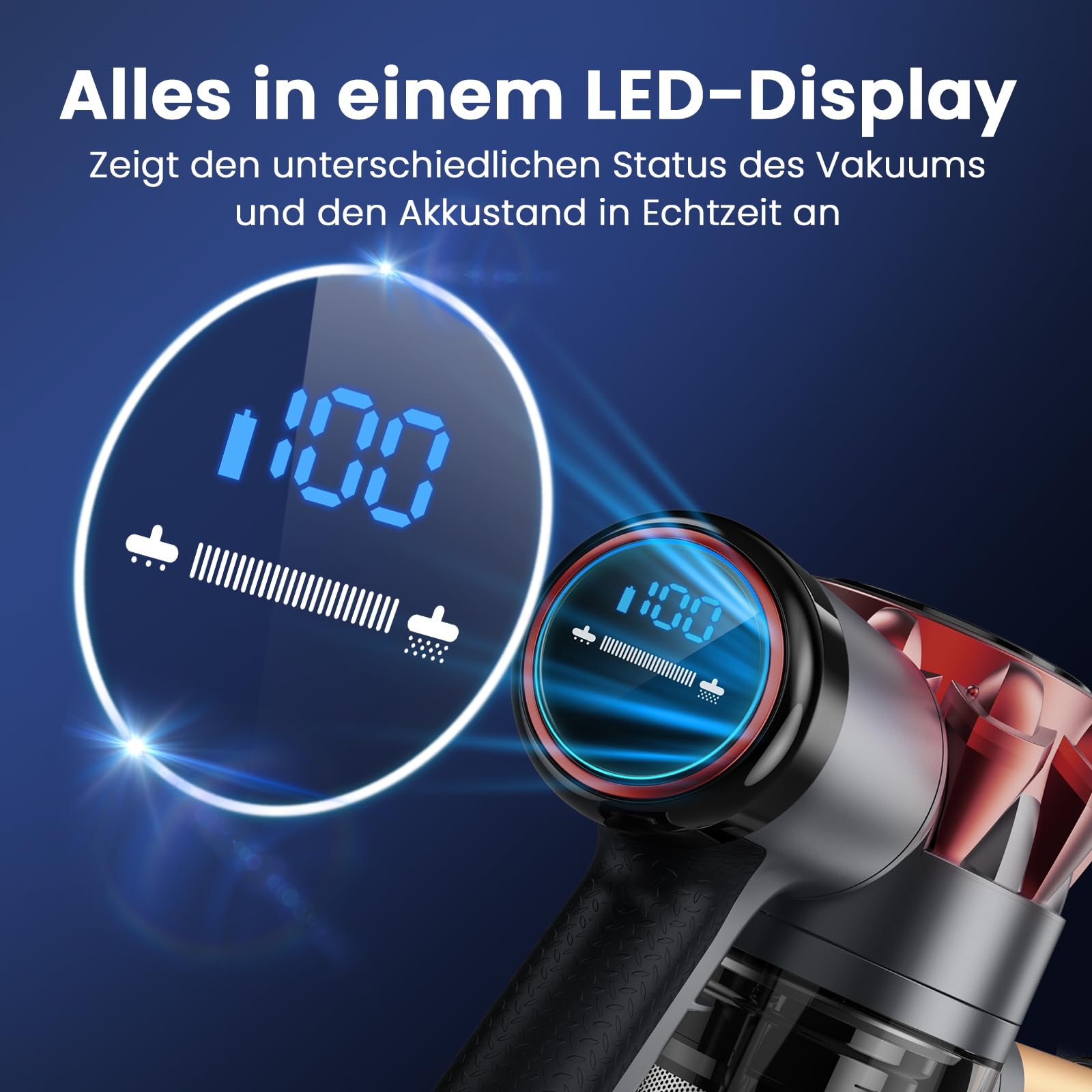 Produktbild von KESSER® Akku Staubsauger Kabellos Bis 60 Min. Laufzeit & Leise | Akku Staubsauger Mit LED Display Stabstaubsauger Beutellos Mit Anti-Tangle-Bodenbürste Für Hartböden Teppich Tierhaare | - Einfach Besser Einkaufen