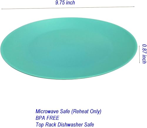 Miniatura 7 de Platos de plástico reutilizables de 10 pulgadas  Plato plano de cocina  Apto para lavavajillas y microondas  Juego de 12 platos apilables coloridos