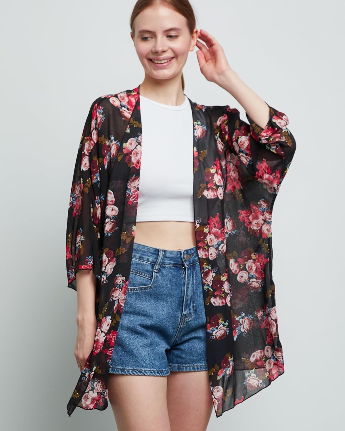 Argstar Women's Kimono Cardigans Casual Summer Tops Cover up Open Front Floral Print Resort Wear/Beachwear - Image 2