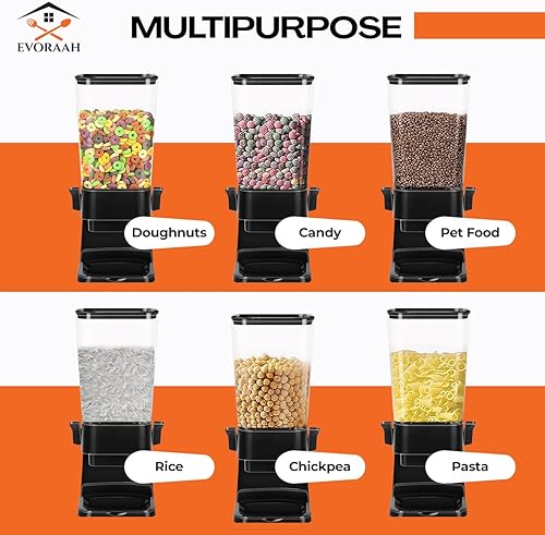 Miniatura 3 de EVORAAH Dispensador de cereales para encimera, 2 unidades, máquina dispensadora de dulces, recipiente de cereales, almacenamiento de plástico de 5.5