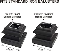 Vista 6 de Conectores giratorios balaustres con juego de tornillos para uso con balaustres cuadrados huecos de hierro de 1/2 pulgada - Paquete de 10 - DHSBC