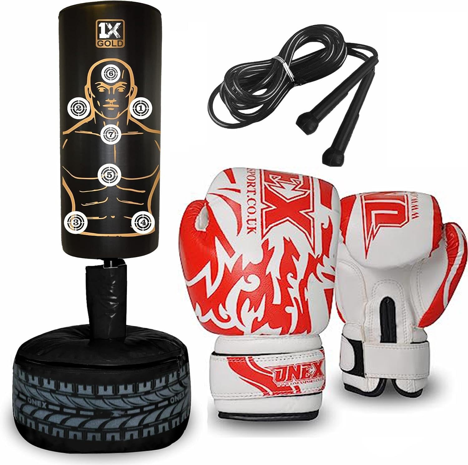Freestanding Boxing Bag MMA Punching Bag With Stand For Kids Target Heavy Duty Punch Bags Martial Arts Karate Taekwondo Muay Thai Sports Trainer Gym Equipment for Home (BLACK 6OZ NEW RED)