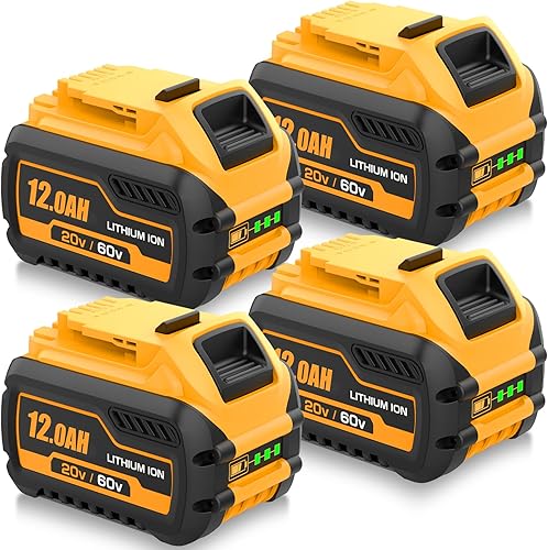 Paquete de 4 baterías de repuesto de alta capacidad de 12000 mAh para batería de iones de litio Dewalt 20V/60V MAX compatible con herramientas