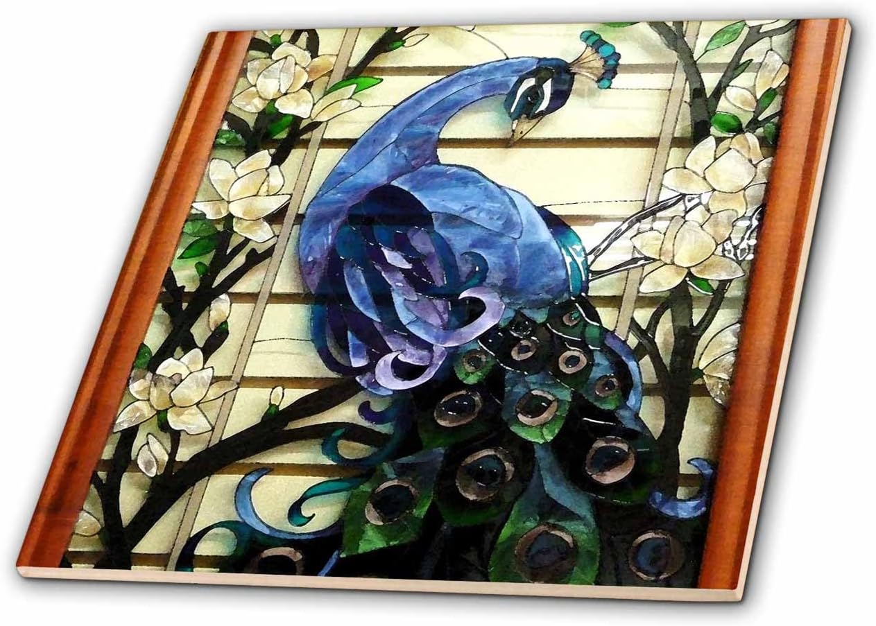 3dRose ct_25288_6 Peacock Proud-Glass Tile, 6-Inch