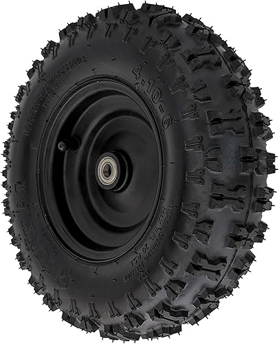 6" Front Go Kart Wheel with 4.10-6 Tubeless Tire & 12mm Bearings, Replacement Rim for ATV, Quad, Mini Bike, Scooter, Lawn Mower, Drift Trike, Garden