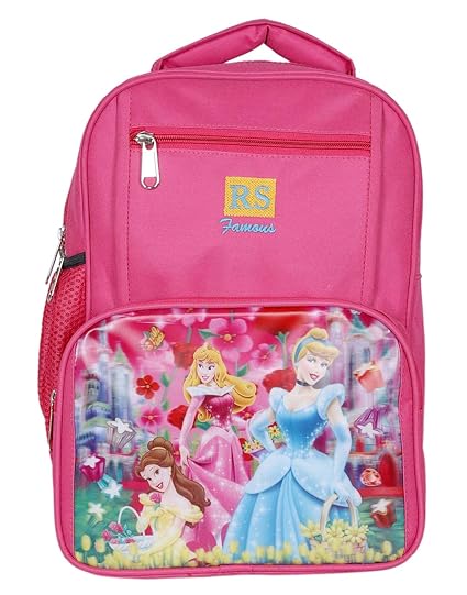 RS Famous Polyester 3D Printed School Bag for Girls Pink (LKG to 1st Class)